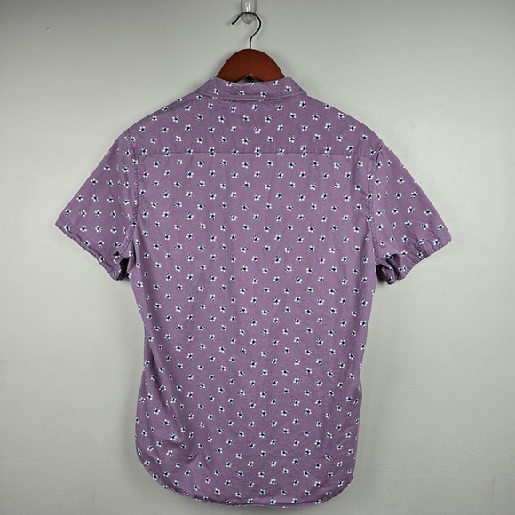 7DIAMONDS All Over Floral Print Short Sleeve Button Down Purple‎ Men Sz M Preppy - Picture 3 of 13